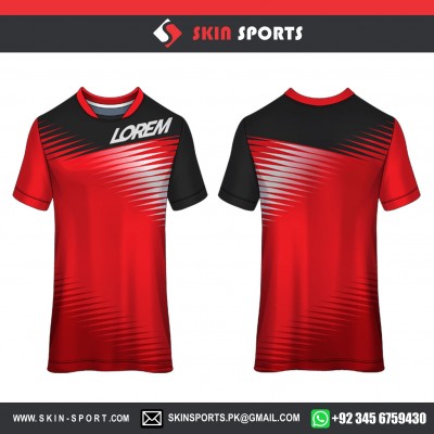 3D RED TEXTURE DESIGNED   SOCCER JERSEYS